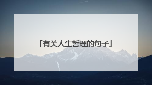 有关人生哲理的句子