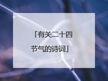 有关二十四节气的诗词