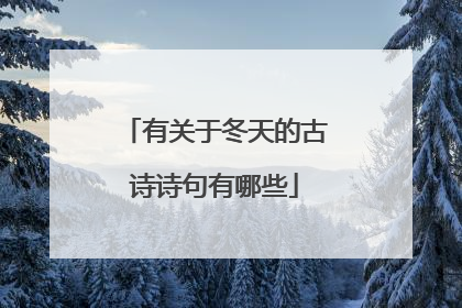有关于冬天的古诗诗句有哪些