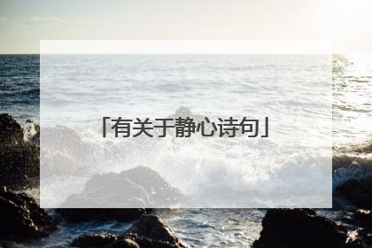 有关于静心诗句