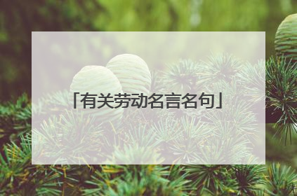 有关劳动名言名句