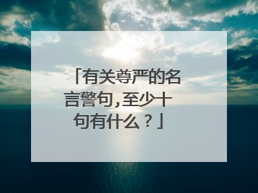 有关尊严的名言警句,至少十句有什么？