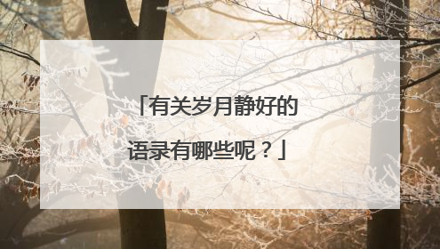 有关岁月静好的语录有哪些呢?