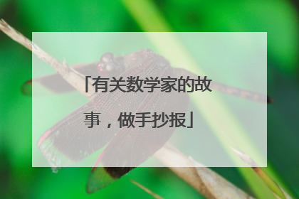 有关数学家的故事,做手抄报