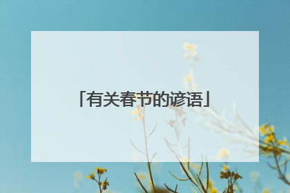 有关春节的谚语