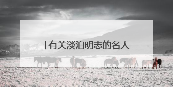 有关淡泊明志的名人故事50字2个?