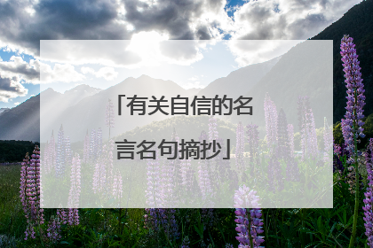 有关自信的名言名句摘抄