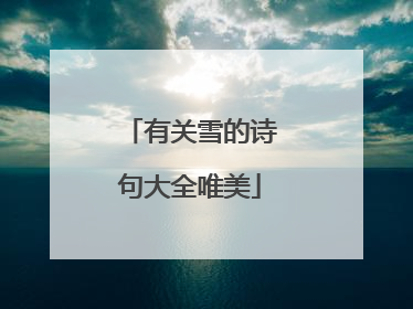 有关雪的诗句大全唯美