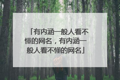 有内涵一般人看不懂的网名，有内涵一般人看不懂的网名