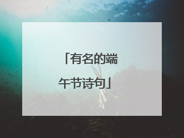 有名的端午节诗句