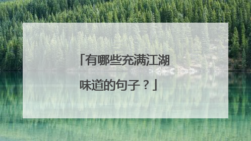 有哪些充满江湖味道的句子？