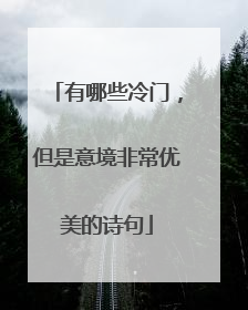有哪些冷门，但是意境非常优美的诗句