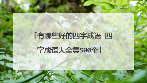 有哪些好的四字成语 四字成语大全集500个