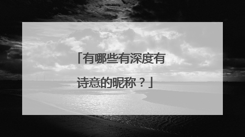 有哪些有深度有诗意的昵称?