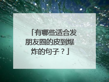 有哪些适合发朋友圈的皮到爆炸的句子？