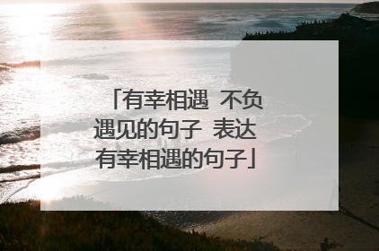 有幸相遇 不负遇见的句子 表达有幸相遇的句子