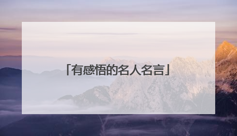 有感悟的名人名言
