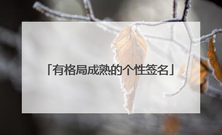 有格局成熟的个性签名