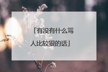 有没有什么骂人比较狠的话