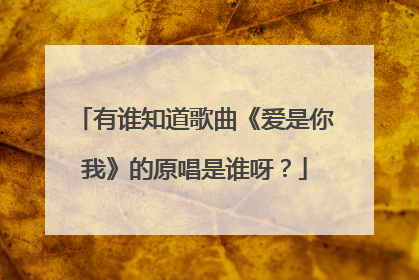 有谁知道歌曲《爱是你我》的原唱是谁呀?