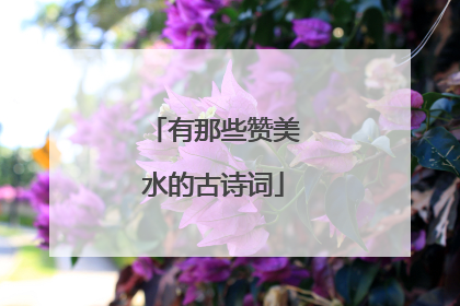 有那些赞美水的古诗词