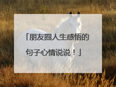 朋友圈人生感悟的句子心情说说!