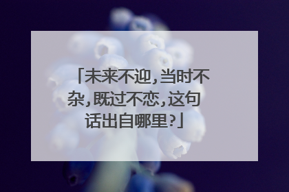 未来不迎,当时不杂,既过不恋,这句话出自哪里?