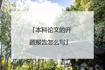 本科论文的开题报告怎么写