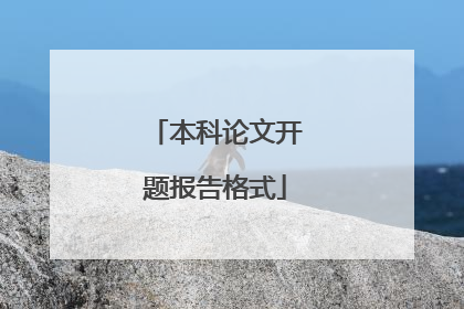 本科论文开题报告格式