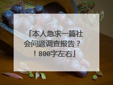 本人急求一篇社会问题调查报告？！800字左右