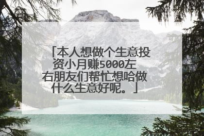 本人想做个生意投资小月赚5000左右朋友们帮忙想哈做什么生意好呢。