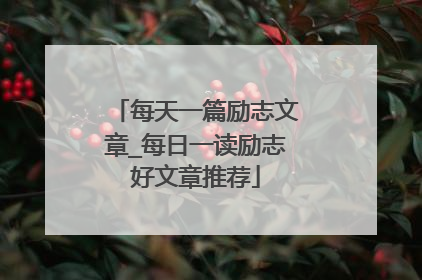 每天一篇励志文章_每日一读励志好文章推荐