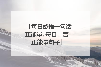 每日感悟一句话正能量,每日一言正能量句子