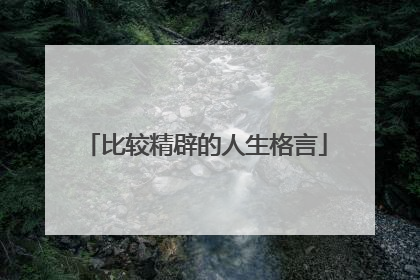 比较精辟的人生格言