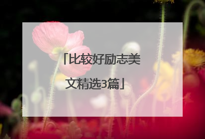 比较好励志美文精选3篇