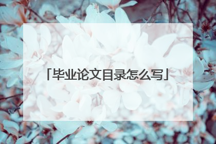 毕业论文目录怎么写