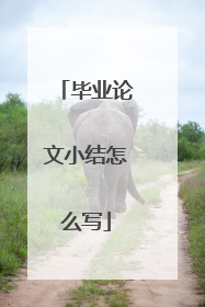 毕业论文小结怎么写