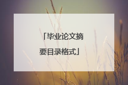 毕业论文摘要目录格式