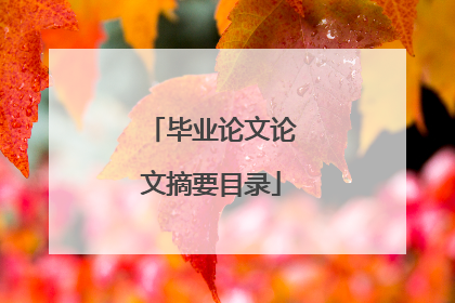 毕业论文论文摘要目录