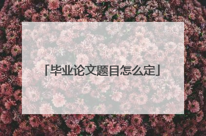 毕业论文题目怎么定