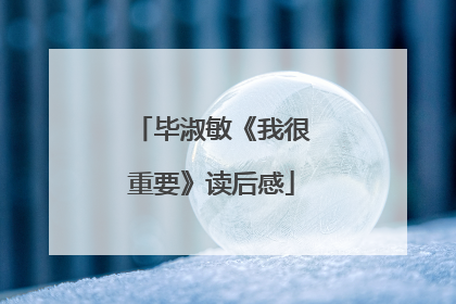 毕淑敏《我很重要》读后感