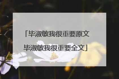 毕淑敏我很重要原文 毕淑敏我很重要全文