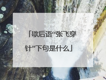 歇后语“张飞穿针”下句是什么