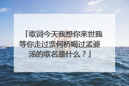 歌词今天我想你来世我等你走过奈何桥喝过孟婆汤的歌名是什么?