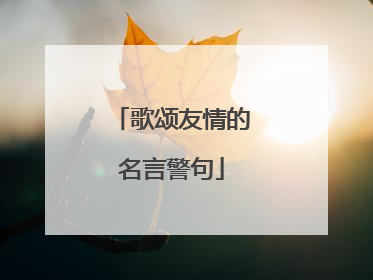 歌颂友情的名言警句
