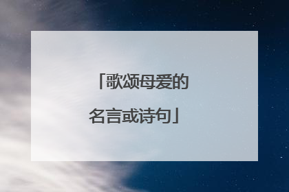 歌颂母爱的名言或诗句