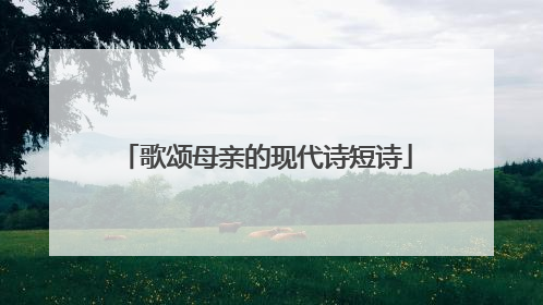 歌颂母亲的现代诗短诗