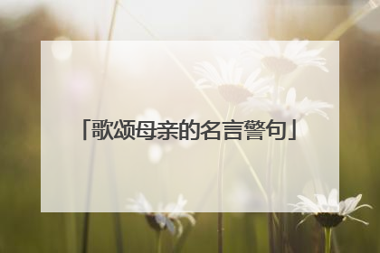 歌颂母亲的名言警句