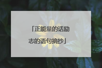 正能量的话励志的语句摘抄