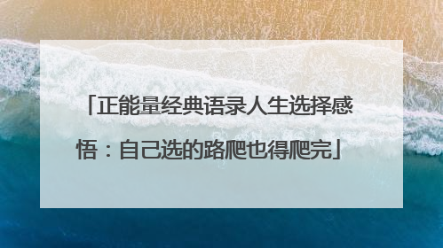 正能量经典语录人生选择感悟：自己选的路爬也得爬完